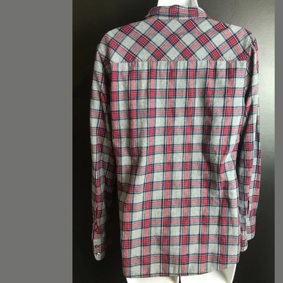 J.CREW Boy Shirt Gray Tartan Plaid Blouse Top Red - Picture 5 of 10